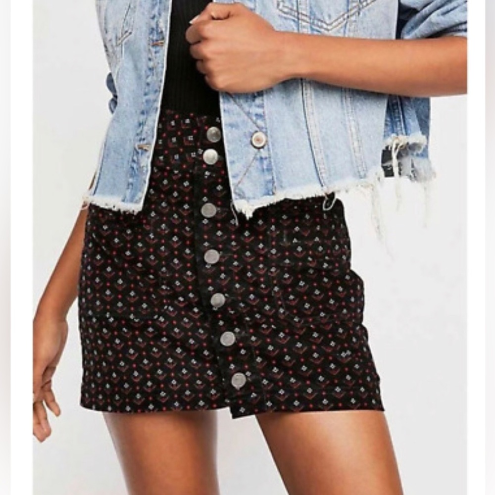 Free people Joanie printed cord skirt